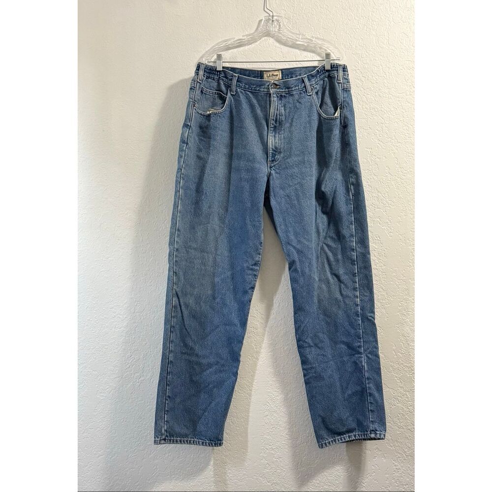L.L. Bean Blue Jeans - flannel lined 42x34 warm‎ relaxed fit